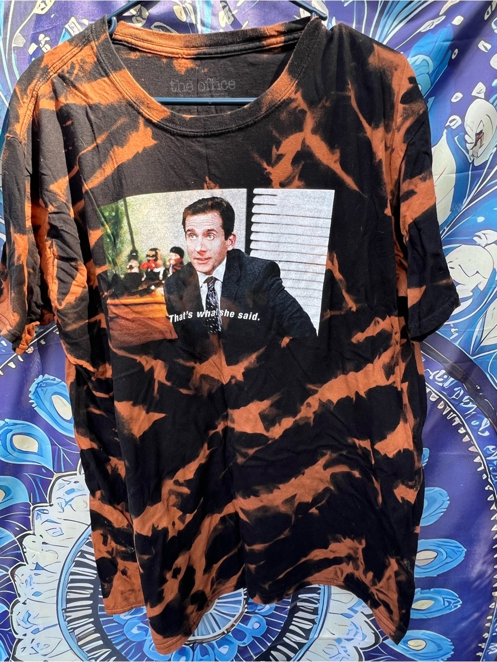 Graphic Tie-Dye Short Sleeve Tee in Black & Orange - The Office Inspired